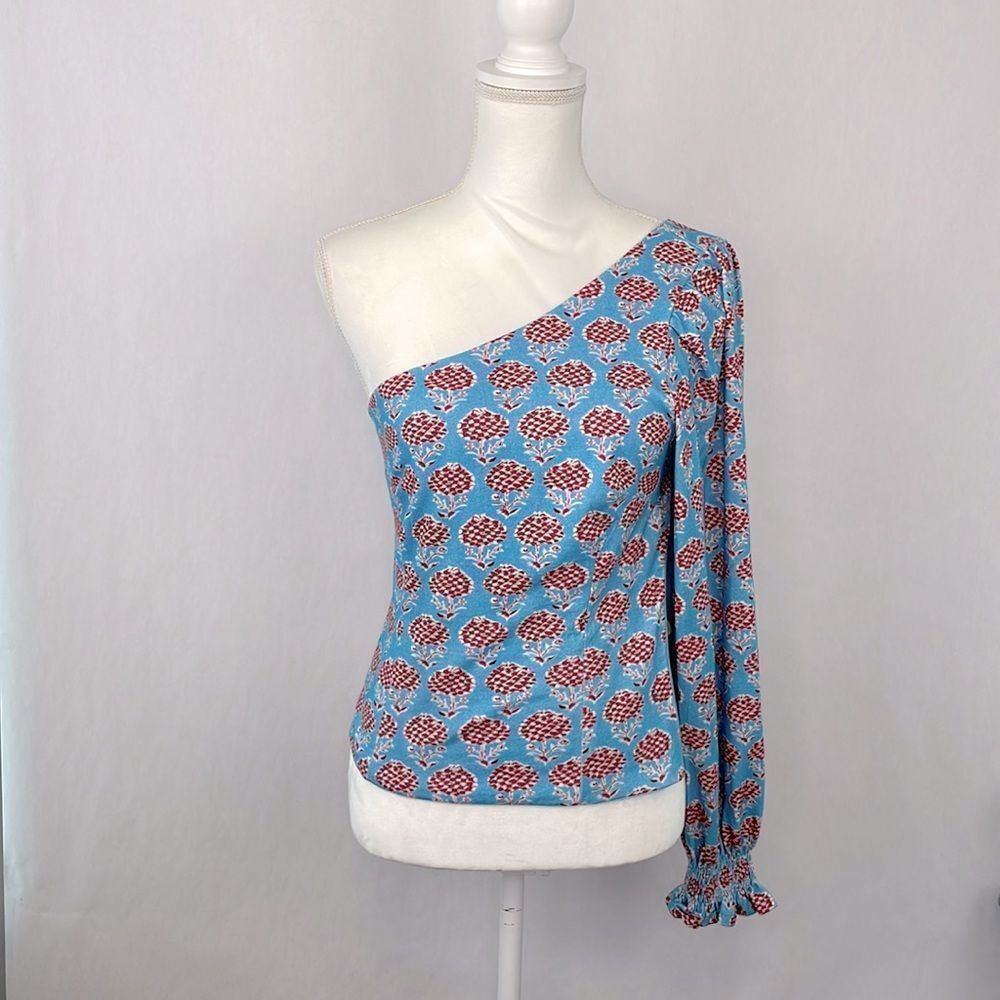Anthropologie Forever That Girl Puff Sleeve One Shoulder Shirt/Top. US size 4.